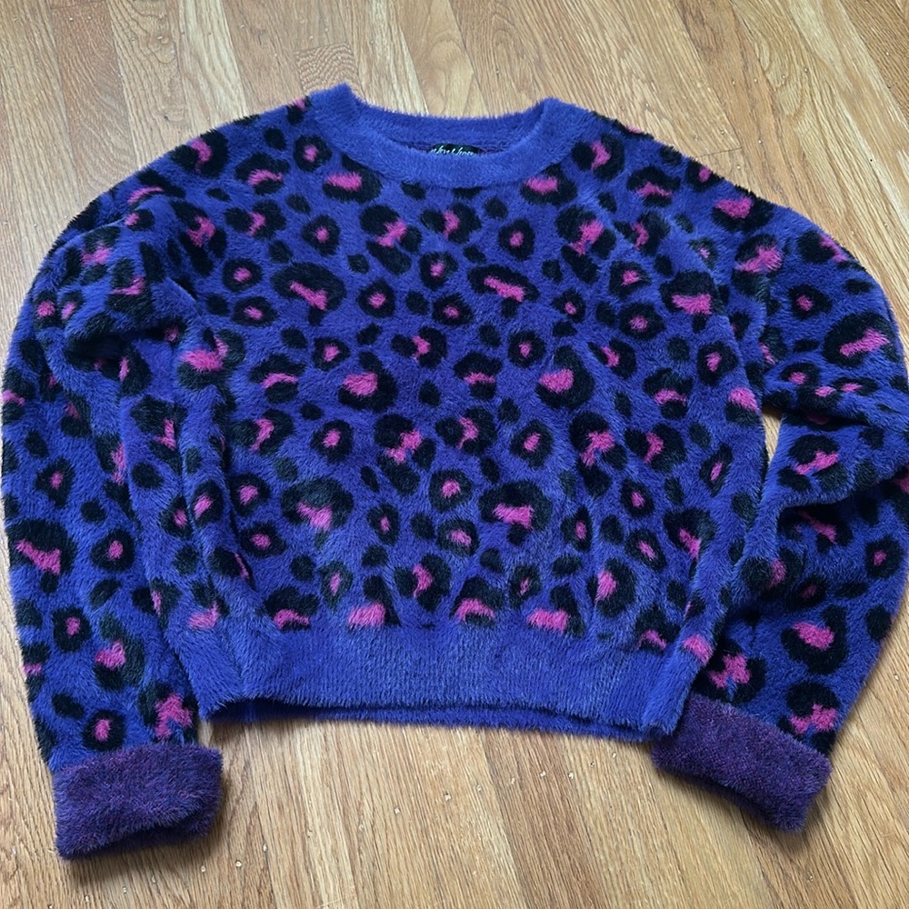 For love and lemons leopard sweater pink and purple